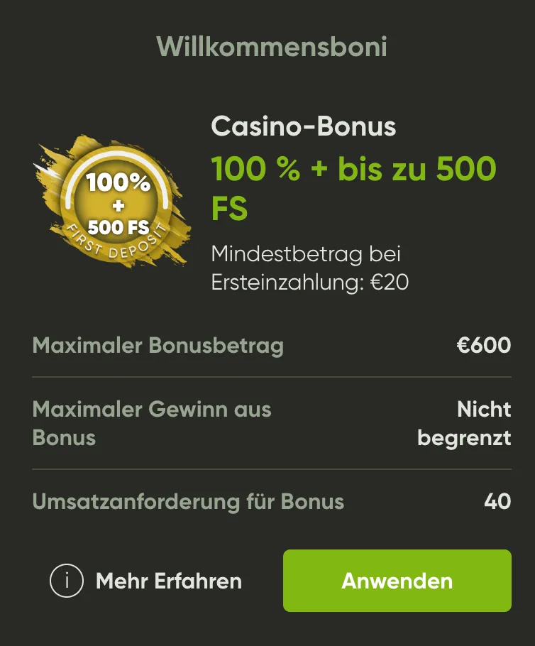 Bonus im Casino ohne OASIS